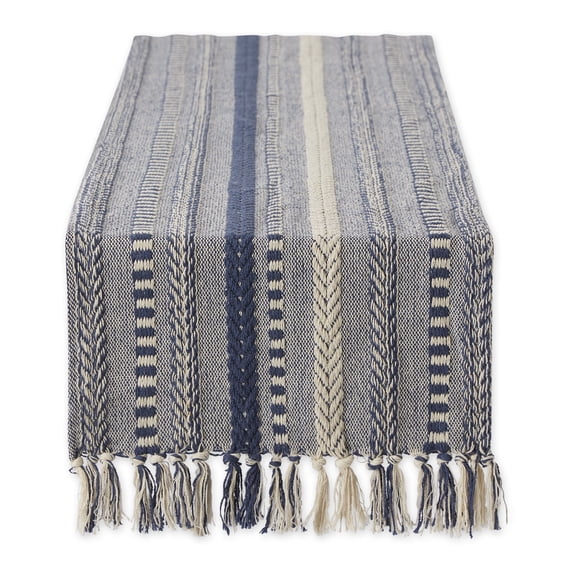 French Blue Braided Stripe Table Runner 15x72