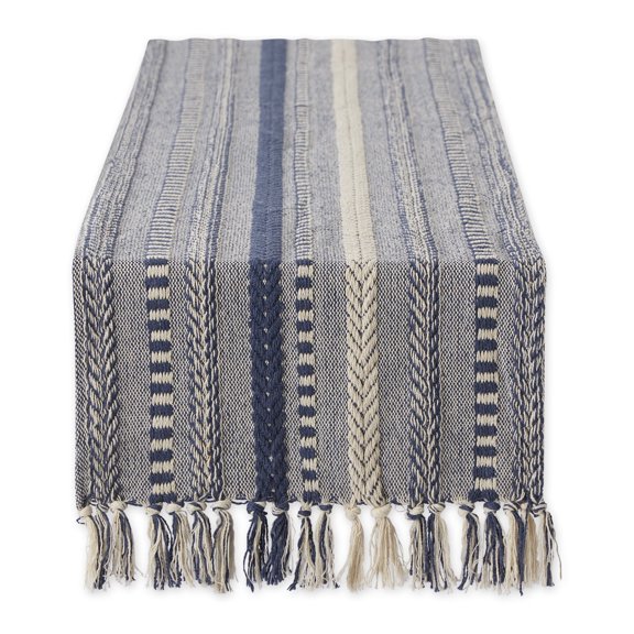 French Blue Braided Stripe Table Runner 15x72