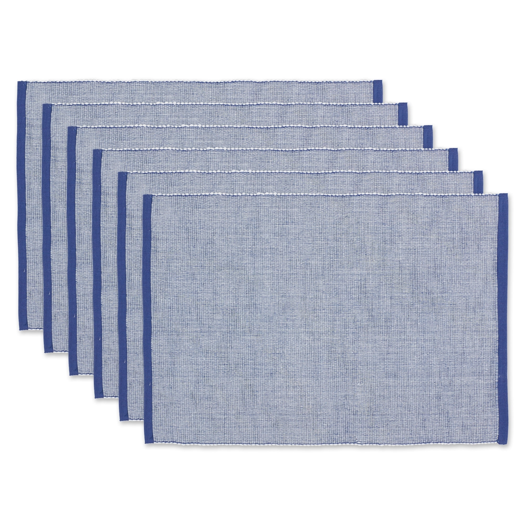 French Blue Eco-Friendly Ribbed Fabric Placemats, 13x19, Set of 6