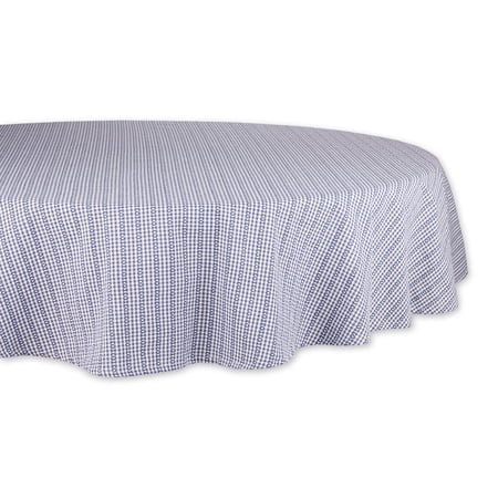 French Blue Farmhouse Gingham Cotton Tablecoth 70 Round with 1-inch hem