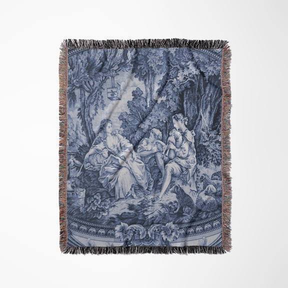 French Blue Toille I, Woven Blanket