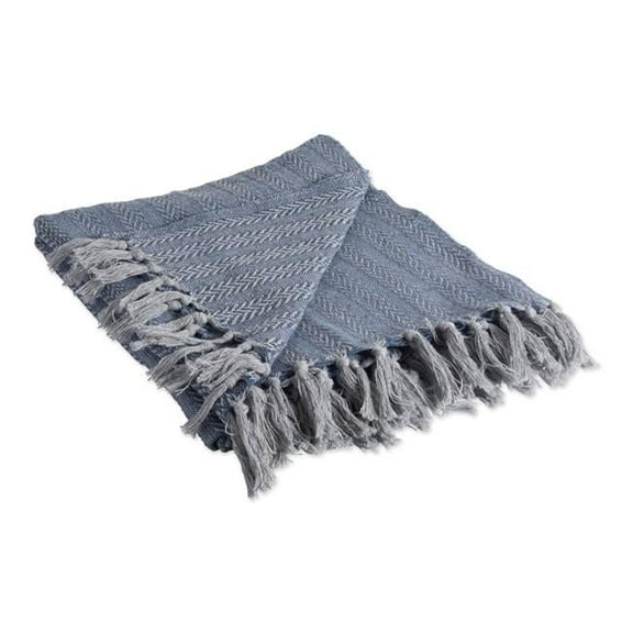 French Blue Tonal Textured Blanket Throw