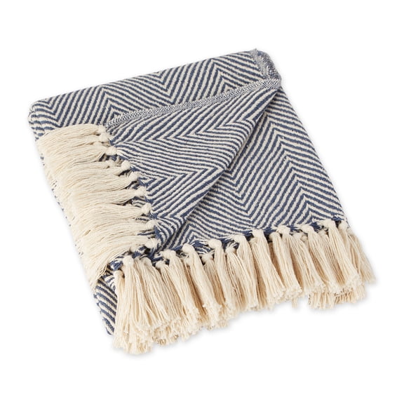 French Blue Urban Chevron Throw