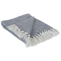 French Blue X-Diamond Geometric Throw