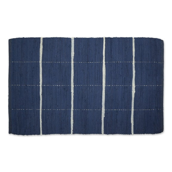 DII French Blue and Cream Farmhouse Check Rug 26x40 inches