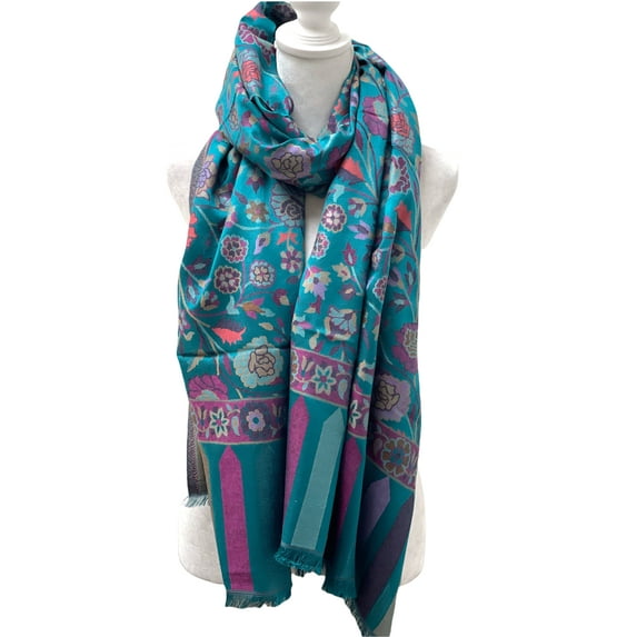French Blue and Pink Modal Scarf with Kani Weaving For Women Exquisite Unique Summer/Spring Collection Lightweight Soft Scarf Shawl Wrap