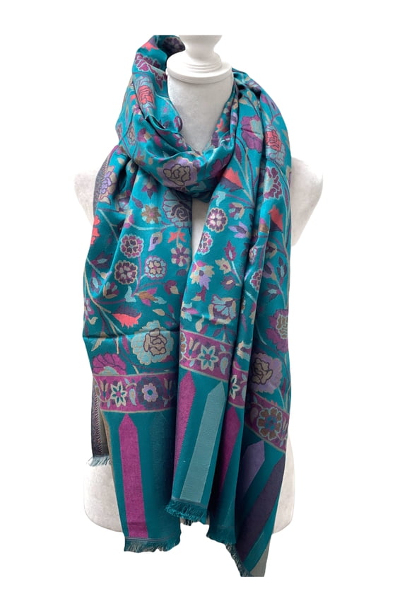 French Blue and Pink Modal Scarf with Kani Weaving For Women Exquisite Unique Summer/Spring Collection Lightweight Soft Scarf Shawl Wrap