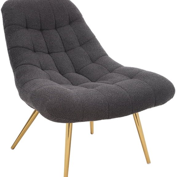 French Boucle Grey Lounge Chair - Mid-century Modern, Fabric, High Density Foam, 31in D X 34.5in W 33in H, 20lb Modern Seat, Upholstery, Foam Cushion,