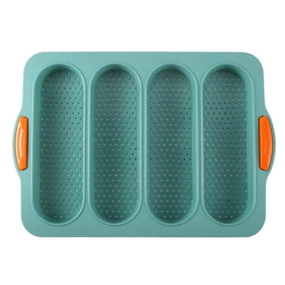 French Bread Baking Pan 4 Slots Silicone Pan for Baking Bread, Loaf Loaves Loaf Bake Mold Toast Cooking Bakers Molding ( 13.4 x 9.4x 1in)