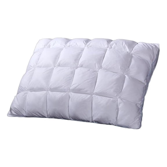 French Bread Firm Neck Support, 600TC-Cotton Shell Goose Down Fill, Standard Size Pleated Bed Pillow, Single