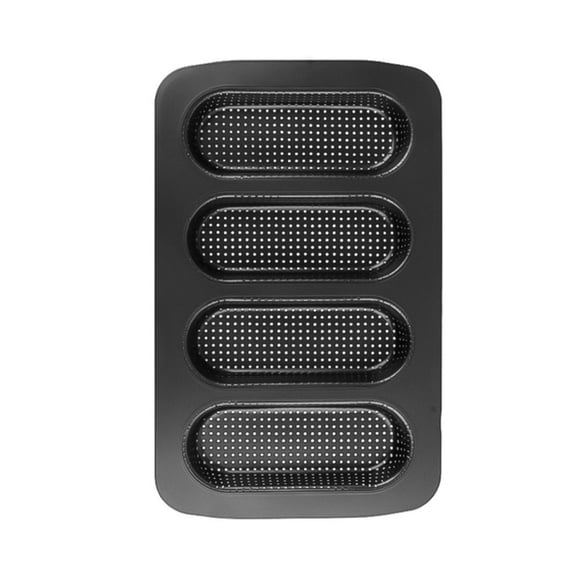 French Bread Loaf Pan, 34.7cm/13.7in 4-Cavity Perforated Mini Baguette & Hot Dog Bun Pan, Non-Stick Metal Bakeware for Baking Homemade Bread, Cakes, Rolls