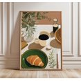 thumbnail image 1 of French Breakfast Croissant Coffee Minimal Still Life Modern Kitchen, Unframed Paper Poster 24x36in, 1 of 4