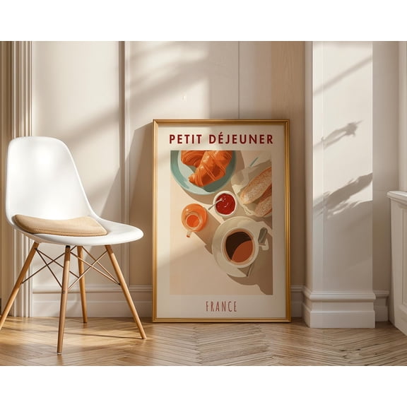 French Breakfast Croissant Coffee Paris Cafe Kitchen Coffee Bar Dining Room Decor Wall Decor Unframed Paper Print