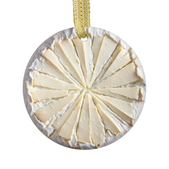 French Brie Cheese Gift Aged Cheese Food Lovers Foodie Novelty Holiday Christmas Ornament Xmas Tree Gift (Flat Design Printed on Ceramic, Not 3D)