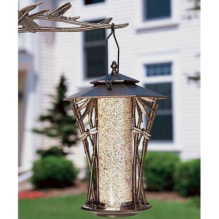 French Bronze Dragonfly Silhouette Bird Feeder for Garden, Backyard, and Patio