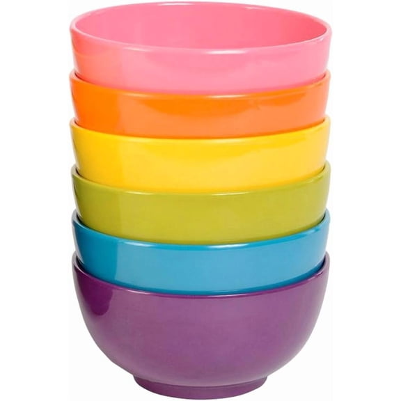 French Bull Melamine Mini Bowls, 6-Piece Set, Small Serving Bowl Snack, Condiment, Dip, Dessert, Ice Cream Shatter Proof, Food-Safe, BPA Free, Dishwasher Safe, 4 10 oz - Multicolor