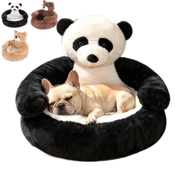 French Bulldog Bear Hug Bed, Fluffy Washed Finish, Teddy Bear Hug Dog Bed Cuddler
