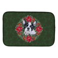 thumbnail image 1 of French Bulldog Black & White Poinsetta Wreath Dish Drying Mat, 1 of 1