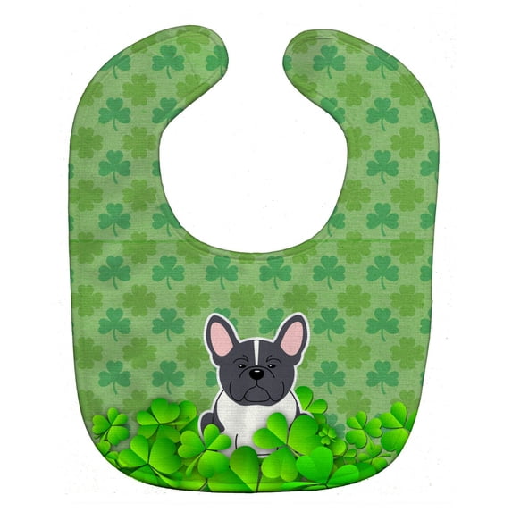 French Bulldog Black White Shamrocks Baby Bib
