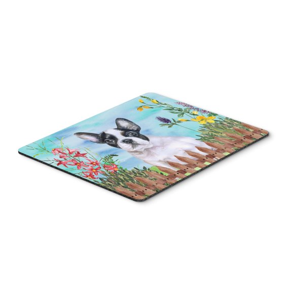 French Bulldog Black White Spring Mouse Pad Hot Pad or Trivet