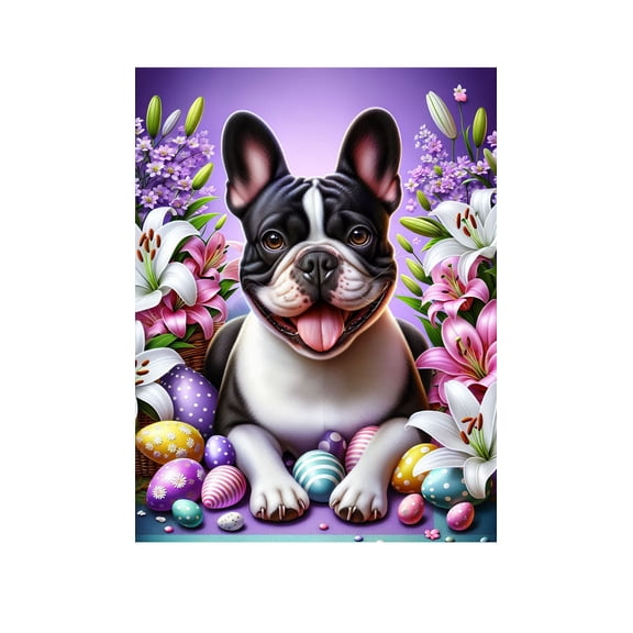 French Bulldog Black and White - Best of Breed DCR Easter Holiday Outdoor House Flag