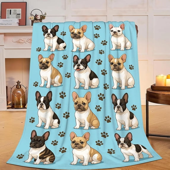 French Bulldog Blanket Bulldog Gifts for Women Women Cute Dog Blanket for Dog Lovers Soft Flannel Cozy Fleece Fuzzy French Bulldogs Plush Warm Bedding Stuff for Users Adults 50 x 60 Inch
