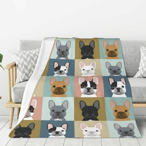 French Bulldog Blanket Super Soft Fleece Throw Blanket Warm and Cozy Lightweight Bed Blanket for Couch, Sofa, Camping, and Travel All Season Blankets Gifts 80"x60"