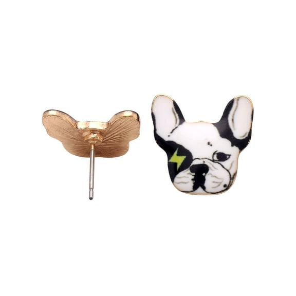 French Bulldog Boston Terrier Stud Earrings Enamel Colorful From the Ginger Lyne Collection