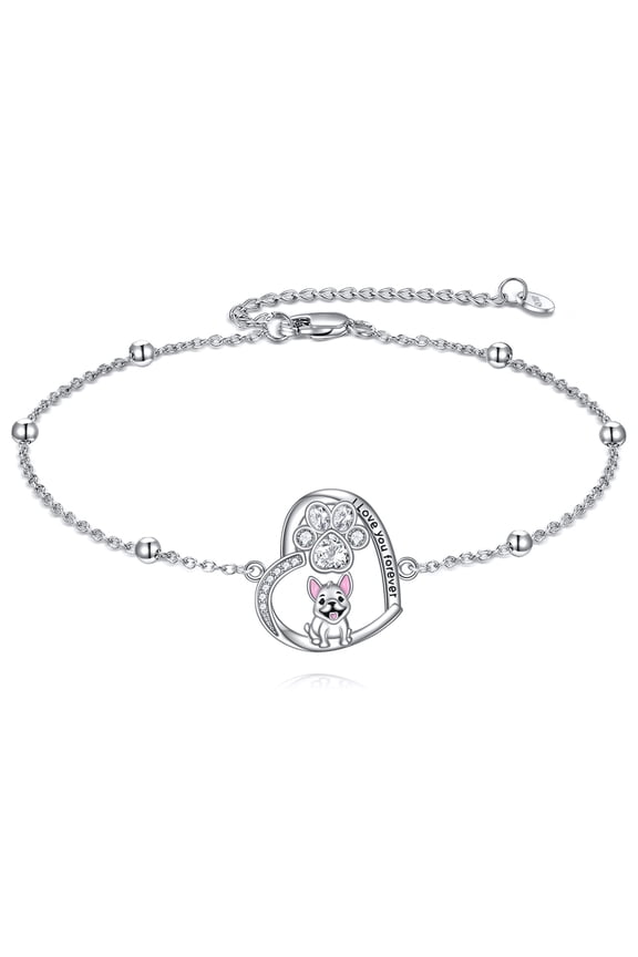 French Bulldog Bracelet for Women 925 Sterling Silver Bulldog Bracelet Dog Jewelry Gifts for Dog Lover
