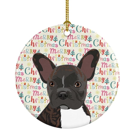 French Bulldog Brindle #2 Christmas Ceramic Ornament 2.8 in x 2.8 in