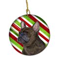 thumbnail image 1 of French Bulldog Candy Cane Holiday Christmas Ceramic Ornament, 1 of 1