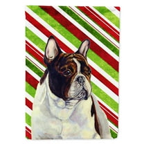 French Bulldog Candy Cane Holiday Christmas Flag Canvas House Size
