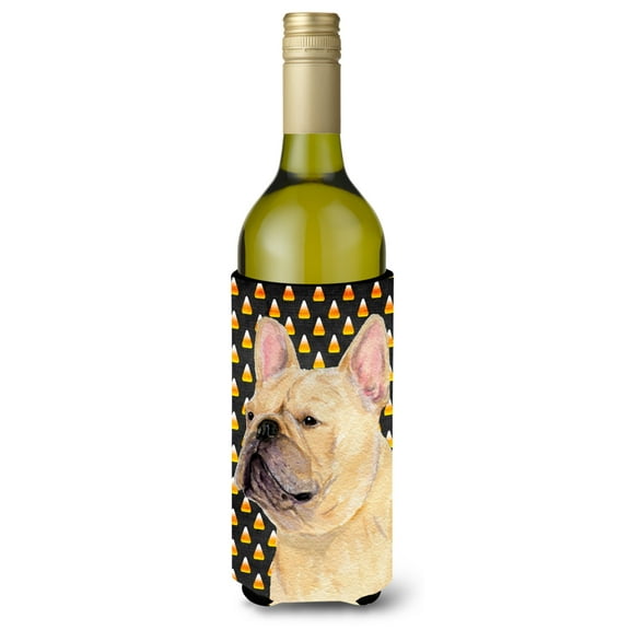 French Bulldog Candy Corn Halloween Portrait Wine Bottle Hugger