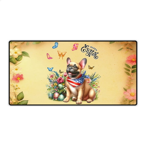 French Bulldog Celebrates Spring and Enjoys a Happy Easter Desk Mat Full Keyboard Mouse Pad Dog Lover Gifts Large Mousepad - 02001