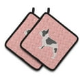thumbnail image 1 of French Bulldog Checkerboard Pink Pair of Pot Holders, 1 of 1