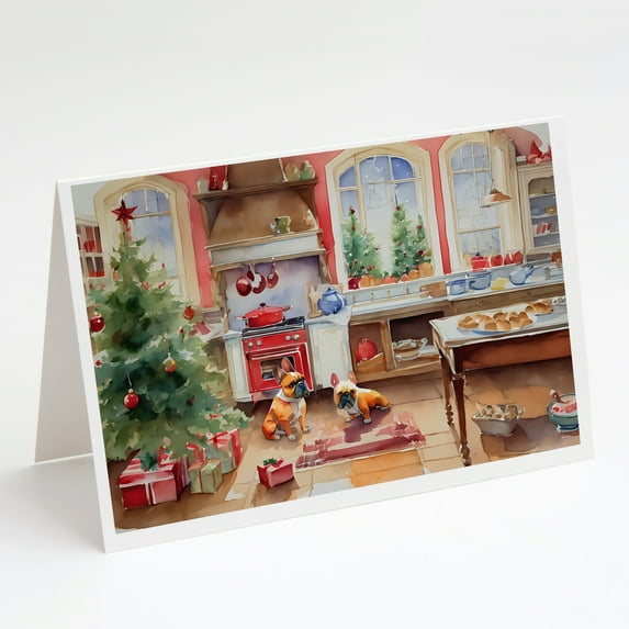 French Bulldog Christmas Cookies Greeting Cards Pack of 8 7 in x 5 in