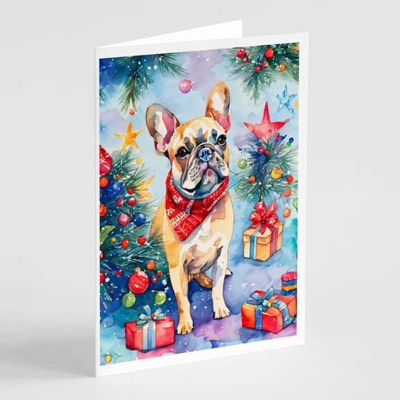 French Bulldog Christmas Greeting Cards Pack of 8 7 in x 5 in