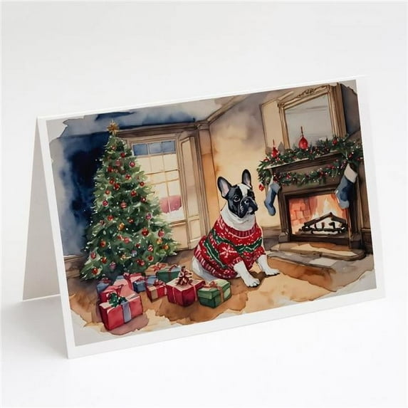 French Bulldog Christmas Greeting Cards and Envelopes Pack of 8 7 in x 5 in