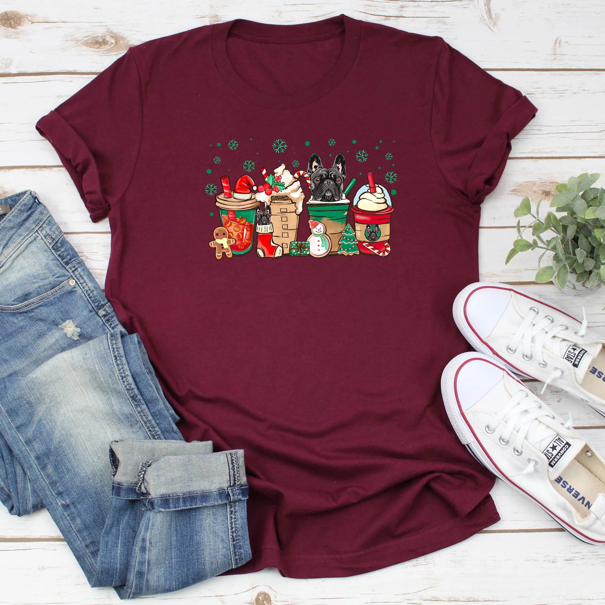 French Bulldog Christmas Holiday Coffee T Shirt Walmart
