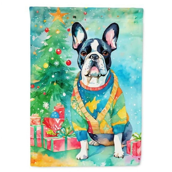 French Bulldog Christmas House Flag 28 in x 40 in