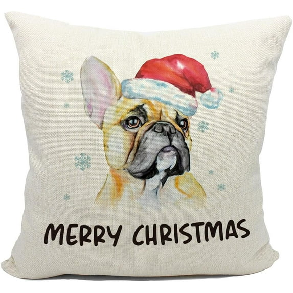French Bulldog Christmas Pillow Covers 18x18,French Bulldog Christmas Decor,Merry Christmas Bulldog Throw Pillow Covers,French Bulldog Gifts,French Bulldog Gifts for Women