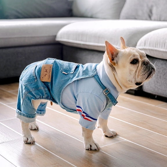 French Bulldog Clothing Denim Pet Dog Clothes Jumpsuits Autumn Winter Dog Coat Jacket