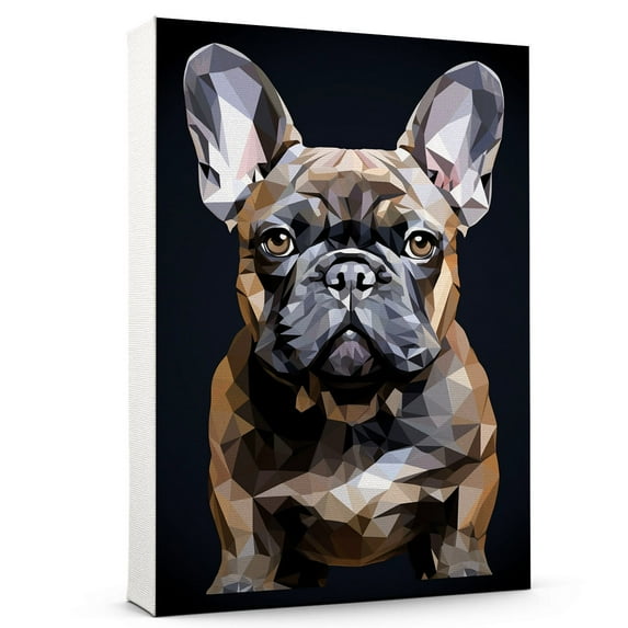 French Bulldog Colorful Dog Wall Decor Animal Wall Art, Dog Polygon Style Art on Canvas Animals Canvas Wall Art Dog Art Prints, Wall Art for Bedroom Living Room Decor