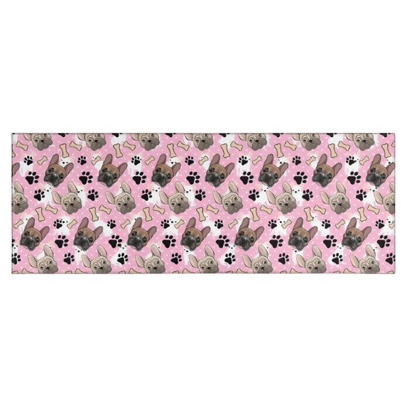 French Bulldog Cute Bone Paw Print Kitchen Rug Mat,Kitchen Runner Rugs Non Skid Washable,Decorative Kitchen Floor Mats for Kitchen,Sink,Laundry,17"X47"