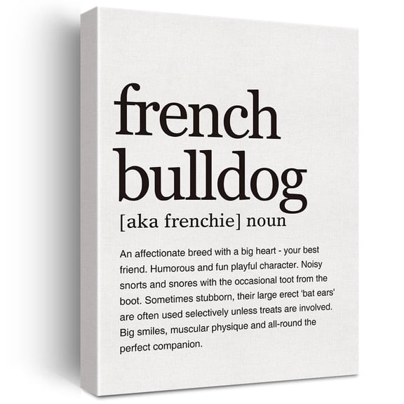 French Bulldog Definition Print Canvas Wall Art Home Office Decor Modern Minimalist Painting Canvas Frenchie Poster Framed Ready to Hang Artwork Dog Lover Gift