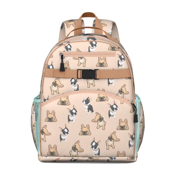 French Bulldog Dog Backpack for School,Cute School Bag,Schoolbag with Adjustable Shoulder Straps & Padded Back,15.25"x11.5"x5.25"