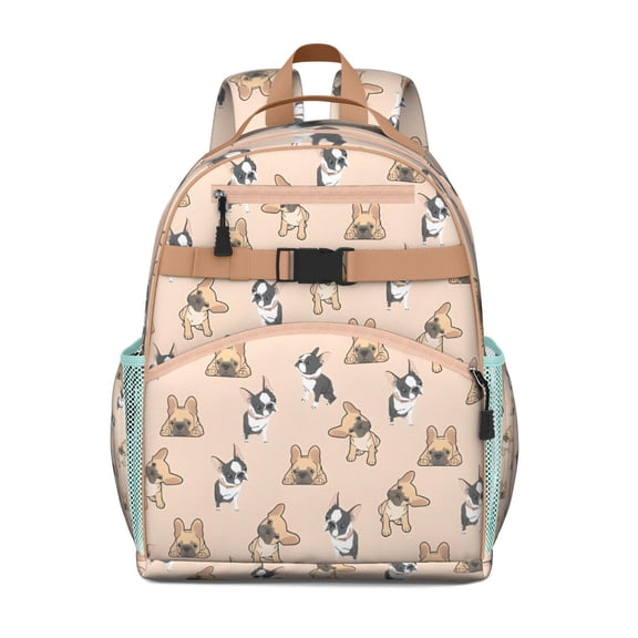 French Bulldog Dog Backpack for School,Cute School Bag,Schoolbag with Adjustable Shoulder Straps & Padded Back,15.25"x11.5"x5.25"