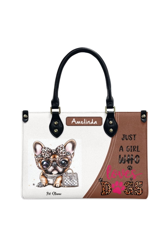 French Bulldog Dog Bag, Personalized Leather Handbags For Women - Personalized Leather Purse with Name - Tote Bags for Mom Grandma - Custom Gifts Ideas for Her, Gift for Dog Lover