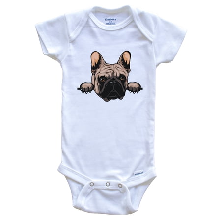 French Bulldog Dog Breed Cute Baby Bodysuit, 0-3 months white