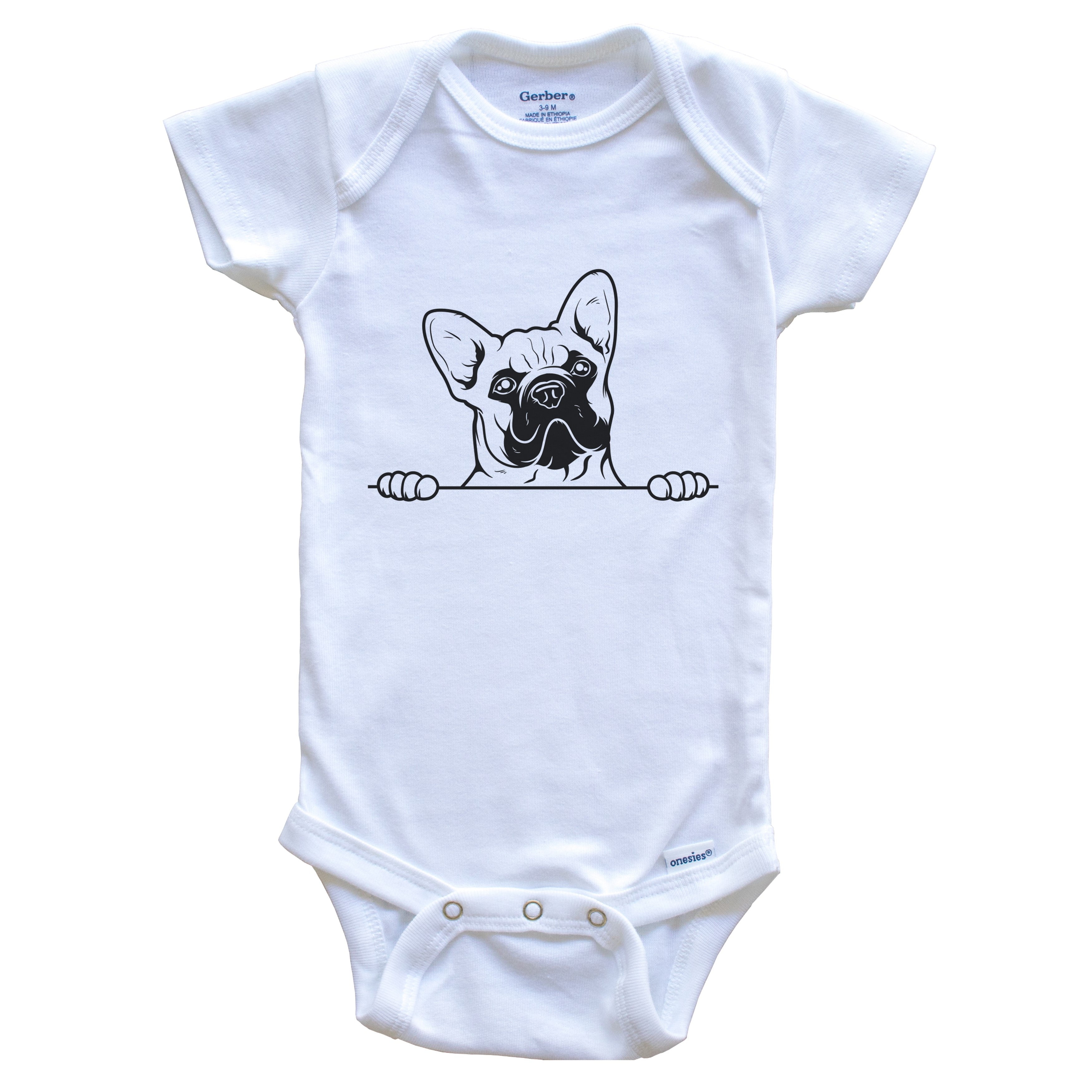French Bulldog Dog Breed Drawing Cute One Piece Baby Bodysuit